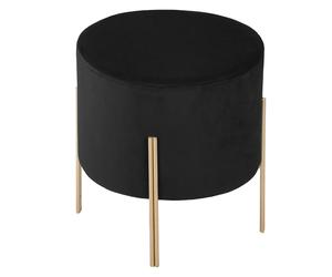 Pegane Pouf rond en velours - Noir