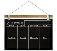 PEGANE Semainier Ardoise en pin et Fer Coloris Noir - Longueur 68 x Profondeur 2 x Hauteur 49,50 cm