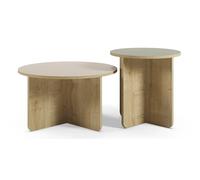 Pegane set de 2 tables basses - vert et chêne