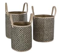 Pegane Set de 3 paniers en osier - Marron