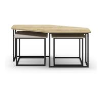 Pegane Set de 3 tables basses - Chêne et noir