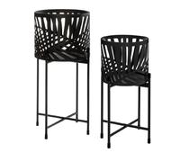 Pegane Set de pots en métal avec support