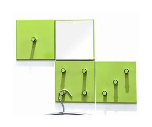 Pegane Set patères murales avec miroir - Vert