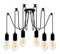Pegane Suspension filaire 6 ampoules - Noir