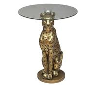 PEGANE Table à café Ronde en Verre et Résine Or - diamètre 40 x Hauteur 52 cm