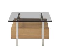 Pegane Table basse carrée en verre - Chêne