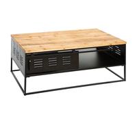 Pegane Table basse métal et bois - Naturel et noir