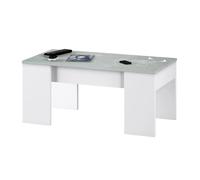 Pegane Table basse rectangulaire - Blanc Artik et ciment