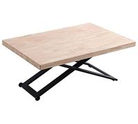 PEGANE Table Basse relevable de Salon en Bois de chêne Naturel avec Pieds en métal Noir-Longueur 120 x Profondeur 80 x Hauteur 49-76 cm