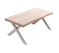 PEGANE Table Basse relevable en Bois et métal Coloris chêne Nordique/Blanc - Longueur 120 x Profondeur 66 x Hauteur 47-62 cm