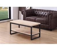 PEGANE Table Basse relevable et Extensible en Bois de chêne avec Pieds en métal Noir-Longueur 100 x Profondeur 45-90 x Hauteur 47-62 cm