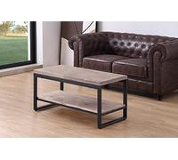 PEGANE Table Basse relevable et Extensible en Bois de chêne Miel avec Pieds en métal-Longueur 100 x Profondeur 45-90 x Hauteur 47-62 cm