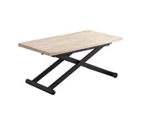 PEGANE Table Basse relevable Extensible en Bois et métal Coloris chêne nordiquenoir - Longueur 110-114 x Profondeur 57-110 x Hauteur 49-76 cm