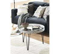 Pegane Table basse ronde - Blanc et noir