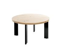 Pegane Table basse ronde - Chêne et métal noir