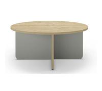 Pegane Table basse ronde salon - Chêne et vert