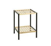 PEGANE Table d’appoint 2 Niveaux en Bambou Naturel et métal Noir - Longueur 35 x Hauteur 47 x Profondeur 35 cm