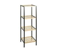 PEGANE Table d’appoint 4 Niveaux en Bambou Naturel et métal Noir - Longueur 35 x Hauteur 115 x Profondeur 35 cm