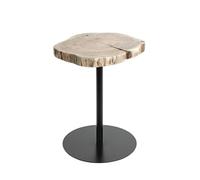 PEGANE Table d’appoint Ronde en Bois Massif d’Acacia et métal Noir - Diamètre 40 x Hauteur 50 cm