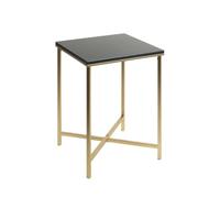 PEGANE Table d'appoint carrée avec Plateau Coloris Noir et Pieds en métal Coloris doré - Longueur 39 x Profondeur 39 x Hauteur 55 cm