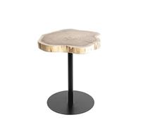 PEGANE Table d'appoint en Bois Massif d'acacia et métal Noir - Diamètre 35 x Hauteur 43 cm