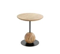 Pegane Table d'appoint ronde - Chêne naturel et noir