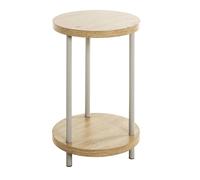 Pegane Table d'appoint ronde - Gris et chêne clair