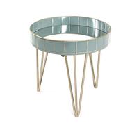 Pegane Table d'appoint ronde métal - Gris bleu bronze