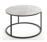 Pegane Table d'appoint ronde métal - Noir et argenté