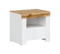 Pegane Table de chevet 1 tiroir - Blanc/chêne