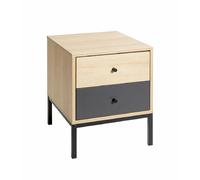 Pegane Table de chevet 2 tiroirs - Noir
