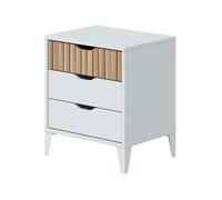 Pegane Table de chevet 3 tiroirs - Blanc