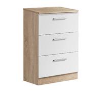 Pegane Table de chevet 3 tiroirs - Chêne blanc