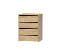 Pegane Table de chevet 4 tiroirs - Chêne