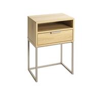 PEGANE Table de Chevet Console avec tiroir Coloris Effet chêne - Longueur 40 x Profondeur 28 x Hauteur 60 cm