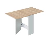 Table de cuisine pliante coloris chêne canadien / blanc artic - Hauteur 78 x Profondeur 31 x Longueur 77 cm