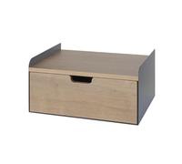 PEGANE Table de Nuit Murale étagère Console avec tiroir Coloris Chêne/Anthracite - Longueur 40 x Profondeur 30 x Hauteur 20 cm