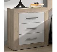 PEGANE Table de Nuit, Table de Chevet Coloris chêne Cambrian, Blanc - Longueur 50 x Profondeur 34,6 x Hauteur 60 cm