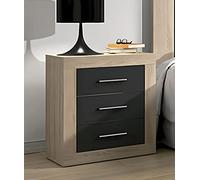 PEGANE Table de Nuit, Table de Chevet Coloris chêne Cambrian, Graphite - Longueur 50 x Profondeur 34,6 x Hauteur 60 cm