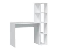 PEGANE Table du Bureau, Meuble du Bureau réversible avec étagère en Bois Coloris Blanc artik - Hauteur 136 x Longueur 110 x Profondeur 52 cm