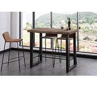 PEGANE Table Haute en Bois Coloris chêne américain/Pieds Noir - Longueur 120 x Profondeur 70 x Hauteur 100 cm
