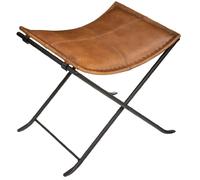 Pegane Tabouret - Métal et Cuir Cognac