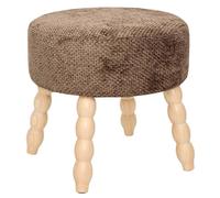 Pegane Tabouret rond tissu bois - Marron