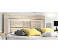PEGANE Tête de lit avec Pieds Coloris Chêne Cambrian, Blanc - Longueur 160 x Profondeur 3,8 x Hauteur 120 cm