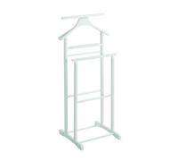 PEGANE Valet de nuit double, valet de chambre en bois massif hévéa coloris blanc - longueur 47 x profondeur 36 x hauteur 102 cm