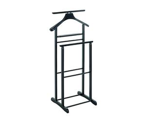 PEGANE Valet de Nuit Double, Valet de Chambre en Bois Massif hévéa Coloris Noir - Longueur 47 x Profondeur 36 x Hauteur 102 cm