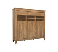 Pegane Vitrine bibliothèque 3 portes - Bois clair