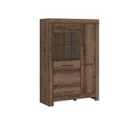 Pegane Vitrine bibliothèque LED 2 portes - Chêne