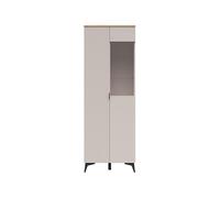 PEGANE Vitrine Haute 2 Portes Meuble de Rangement Coloris Cachemire/Chêne Artisan - Longueur 70 x Profondeur 41 x Hauteur 200,4 cm