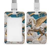 Pegasus Cloud Porte-badge transparent robuste avec cordon de serrage vertical étanche pour enseignant, infirmière, médecin, bureau, collègues